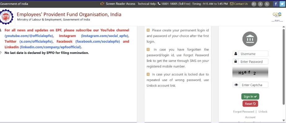Epfo Login
